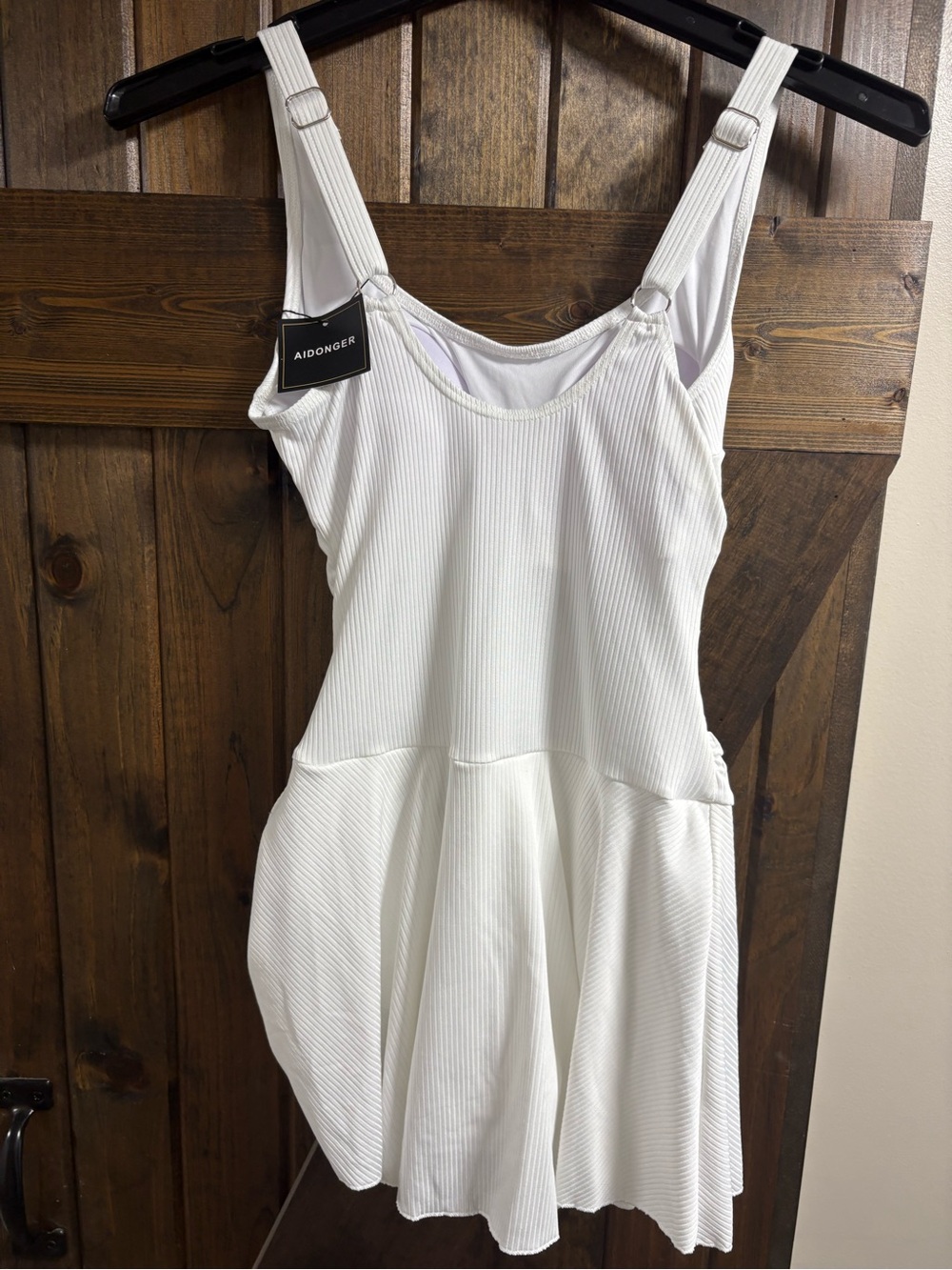 NWT Aidonger White Ribbed Tie-Side One Piece Swimsuit - Picture 2 of 4